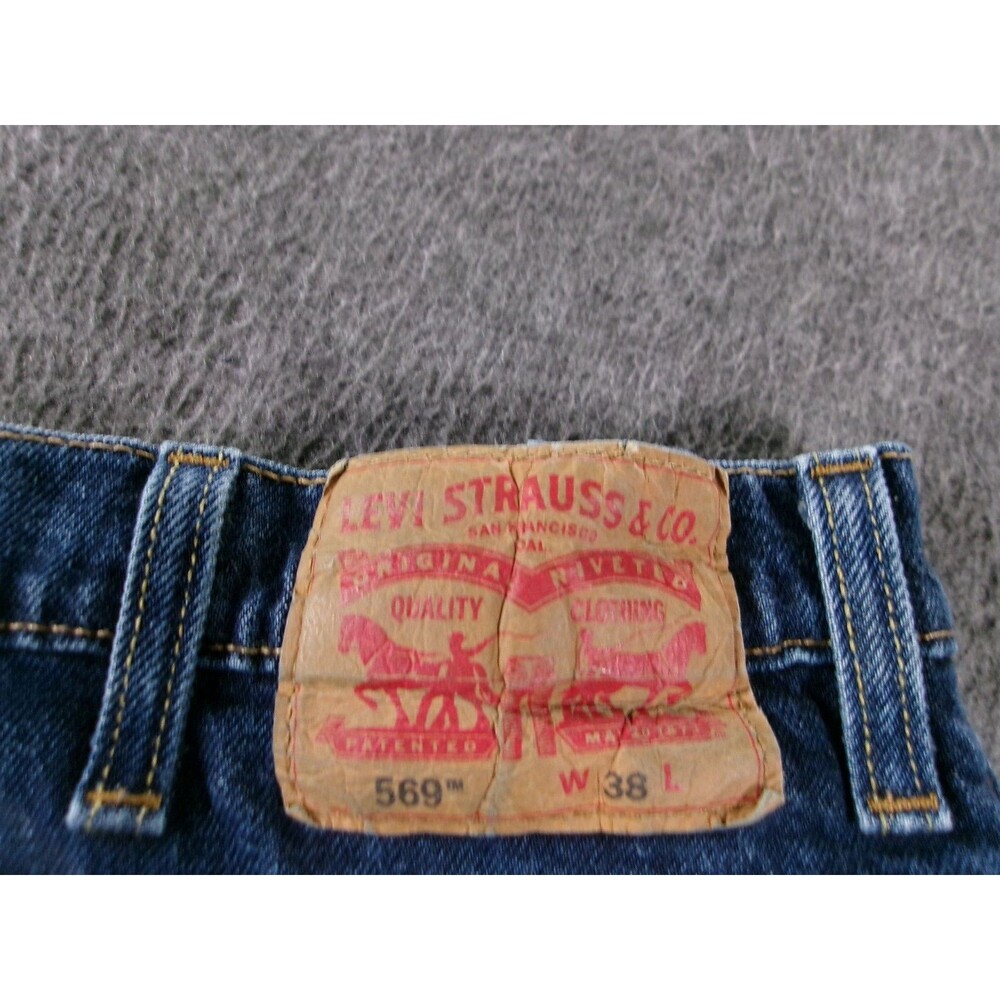 Levis 569 Shorts Men 38 Relaxed Loose Wide Straight Leg Baggy Blue Denim - Picture 10 of 11